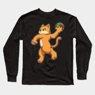 Cat at Jumping throw with Handball Long Sleeve T-Shirt